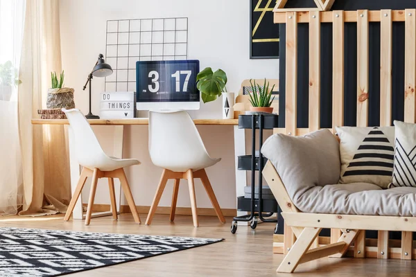 Scandi home office with sofa — Stock Photo, Image