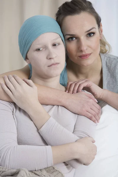 Sad girl with breast cancer — Stock Photo, Image