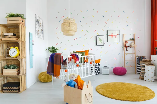 Wooden box in baby's room