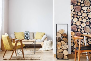 Kanepe sarı yastıkları ile