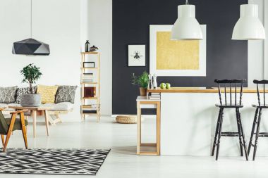 Geniş retro oturma odası