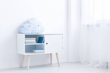 Kitaplar ile beyaz SCANDI dolap