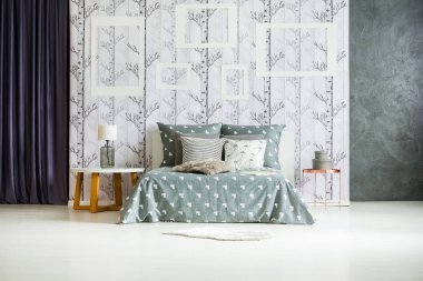 Ferah Yatak odası iç çerçeveler ile