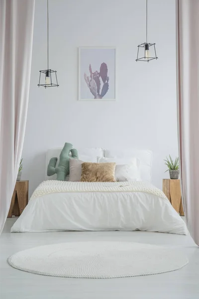 White carpet in simple bedroom