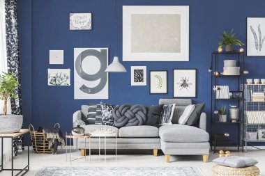 Oturma odasında posterler