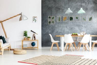 Çerçeveli bitkiler ile modern daire