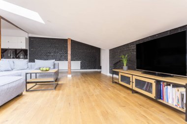 Gri kanepe ile açık alan