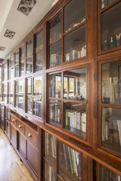 Wooden large library — Stock Photo, Image