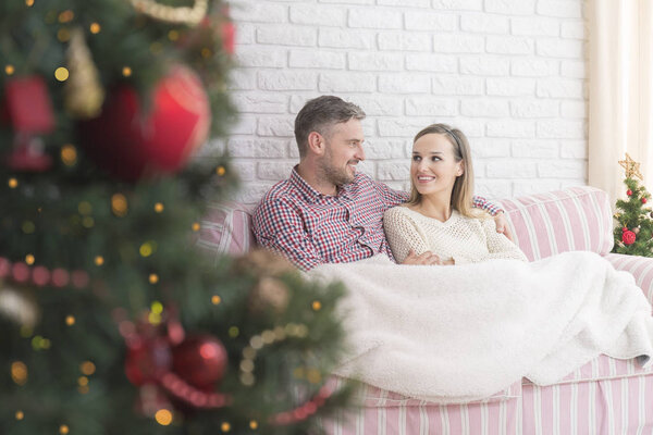 Young marriage on the couch