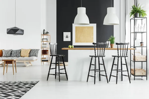 Dining room with gold painting — Stock Photo, Image