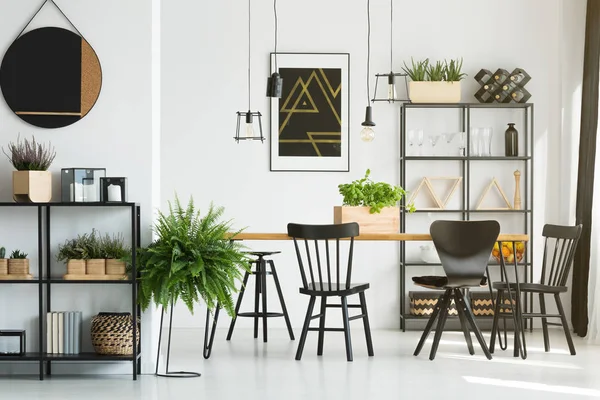 Sala da pranzo in bianco e nero — Foto Stock