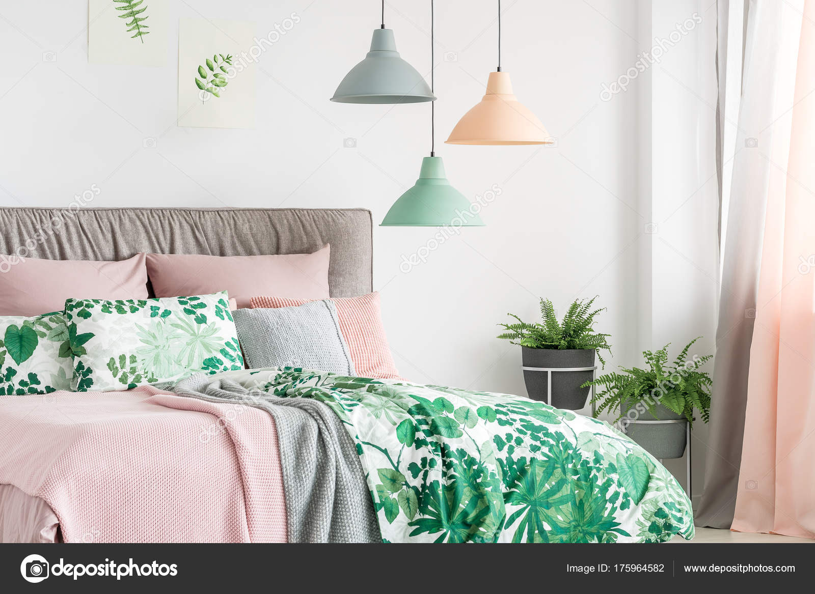 Three lamps above bed Stock Photo by ©photographee.eu 175964582