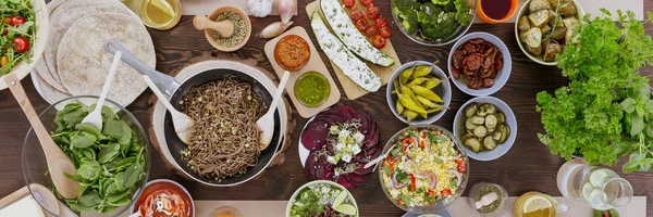 Hälsosam vegetarisk rätter närbild — Stockfoto
