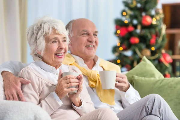 Ευτυχισμένος ηλικιωμένους κατά τη διάρκεια των Χριστουγέννων — Φωτογραφία Αρχείου