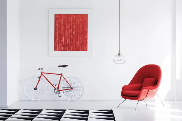 Piros fotel világos belső tér — Stock Fotó