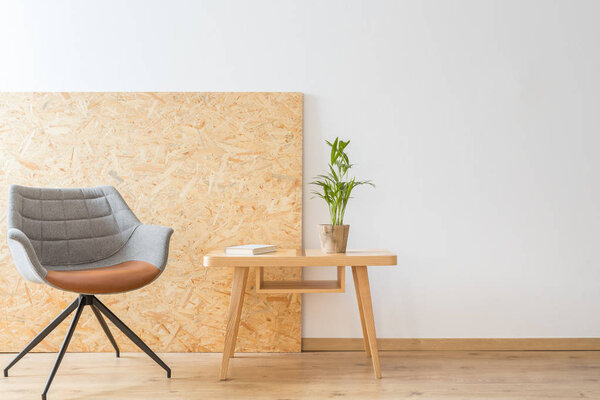 Designer chair next to table