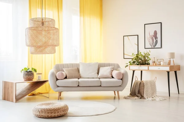 Lamp in bohemian living room — Stock Photo, Image