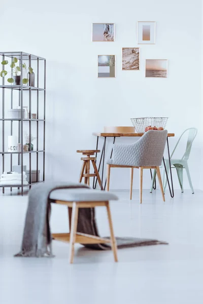 Bench in bright dining room — Stock Photo, Image