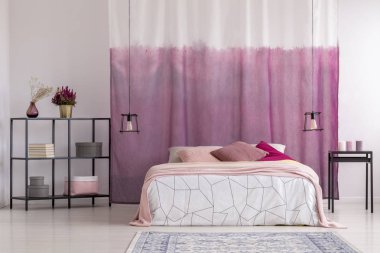 Gradient curtains in girl's bedroom clipart