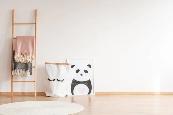 Dziecięcy Pokój z panda, rysunek — Zdjęcie stockowe