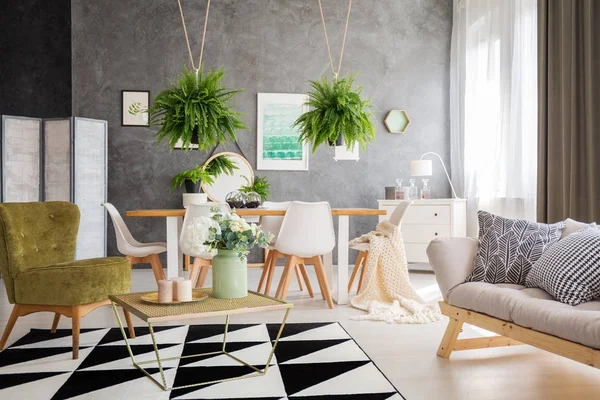 Moderne meubels op tapijt — Stockfoto