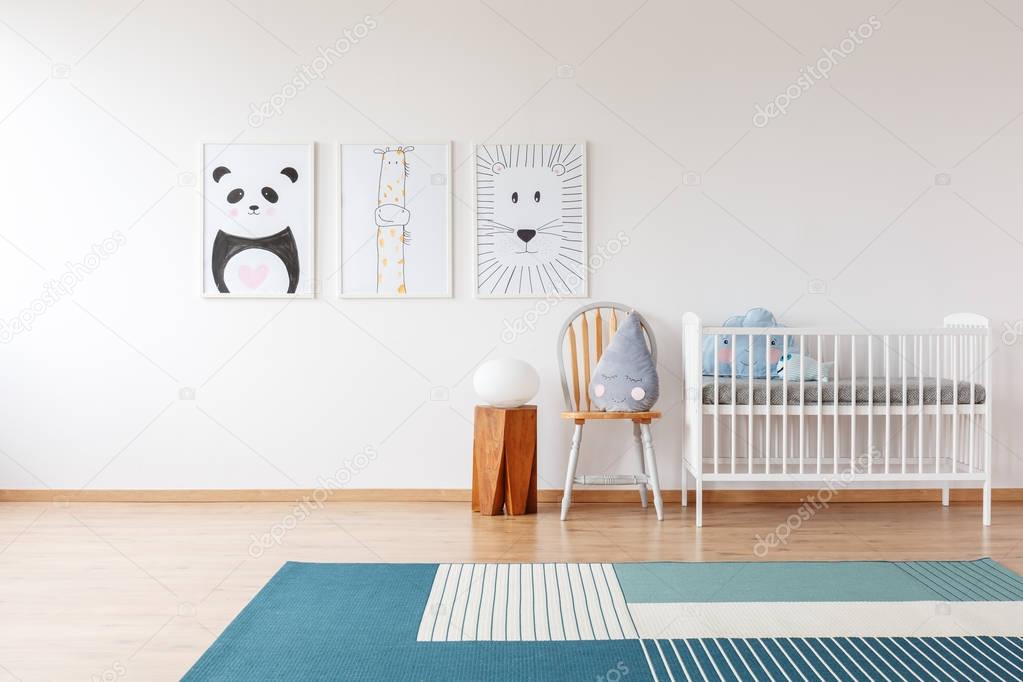 Drawings in bright child's room