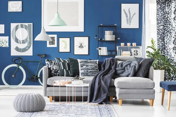 Gri köşe kanepe iç