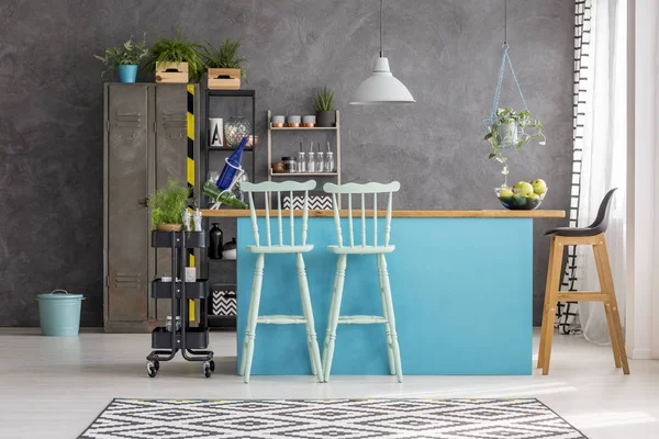 Dining room with bar stools