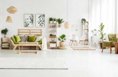 Kanepe ile geniş yeşil daire