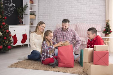 Ailesi Noel sabahı sırasında