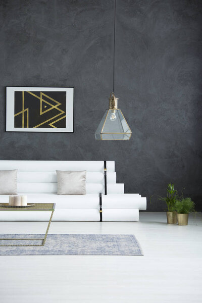 Designer lamp in loft interior