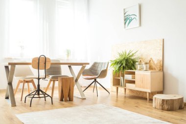 Yemek masası tarafından çeşitli sandalye