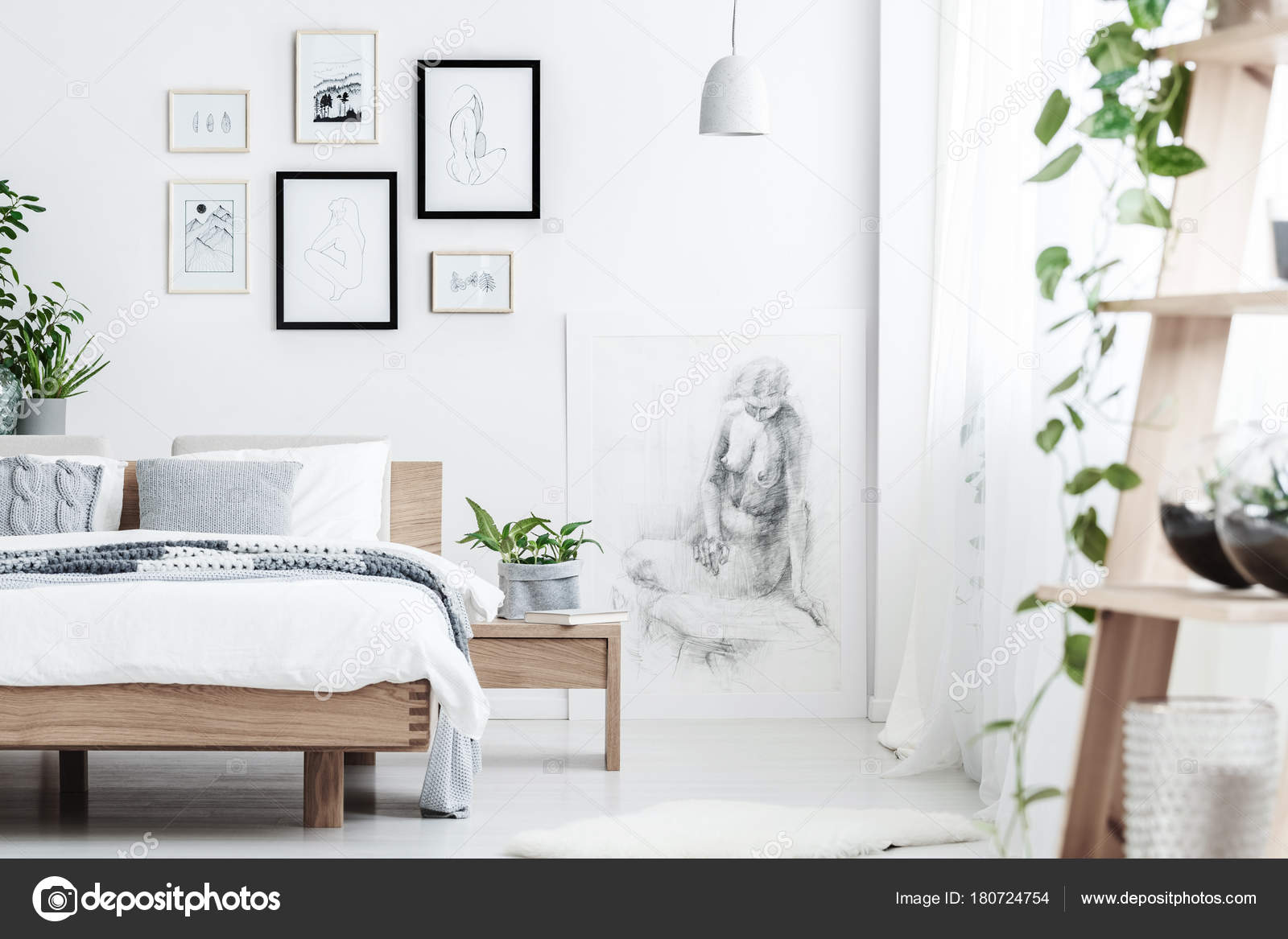 Simple Bedroom Drawing Drawing In Simple Bedroom Stock
