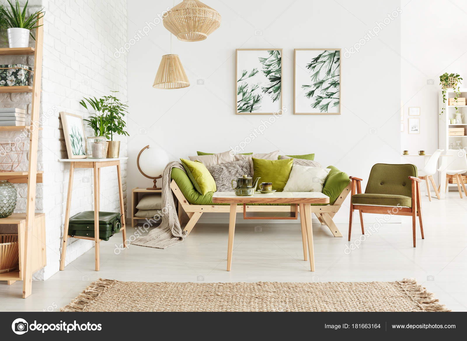 Groene gezellige woonkamer — Stockfoto © photographee.eu #181663164 Groene gezellige woonkamer — Stockfoto © photographee.eu #181663164