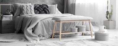 Modern gri yatak odası iç