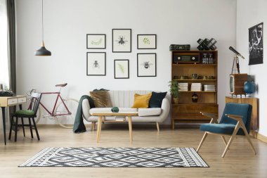 Mavi koltuk oturma odası