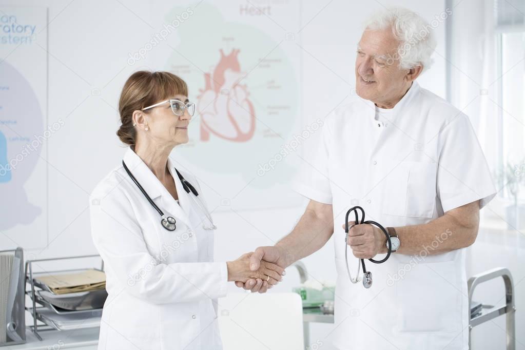 Doctors greeting each other