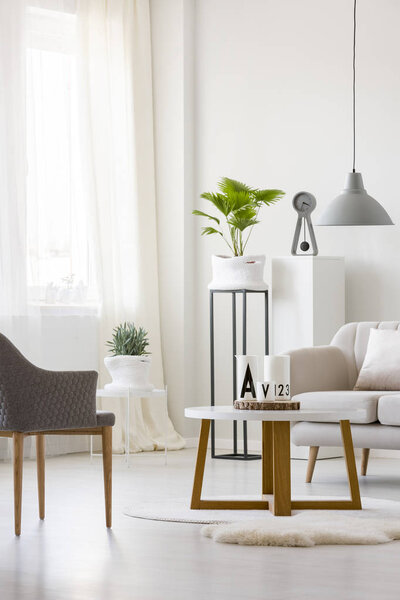 Посадить в ярком плоском интерьере
