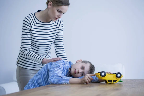 Concerned mother and son — Stock Photo, Image
