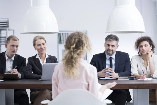 Headhunters examining potential employee — Stock Photo, Image