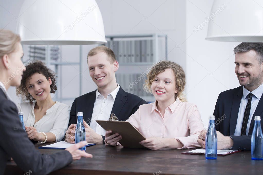 Smiling recruiters during job interview