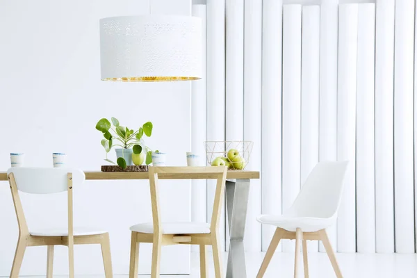 Деревянные стулья в белом интерьере — стоковое фото