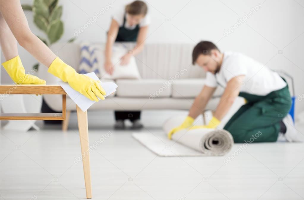 Professional cleaning crew at work