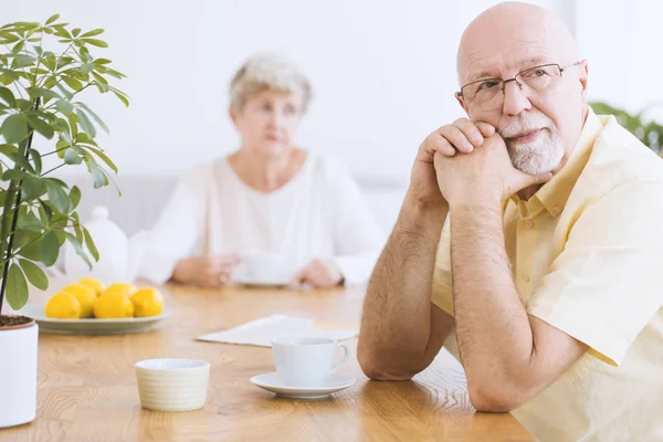 Grandfather after arguing with wife — Stock Photo, Image
