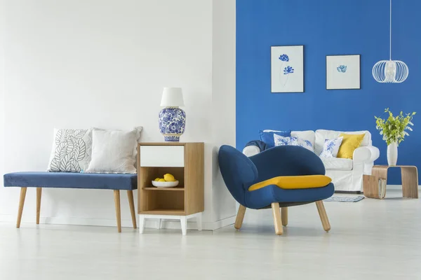Moderna blå vardagsrum — Stockfoto