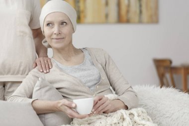 Happy woman with cancer clipart