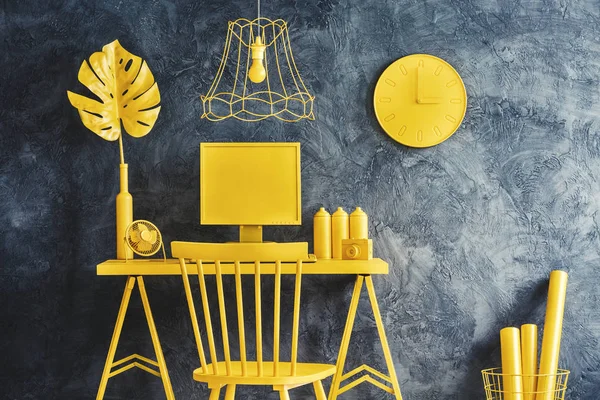 노란색 가구를 가진 방 — 스톡 사진