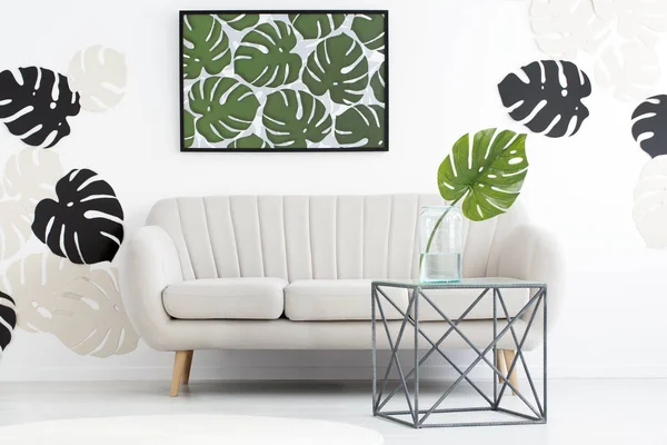 Monstera levél, living Room — Stock Fotó