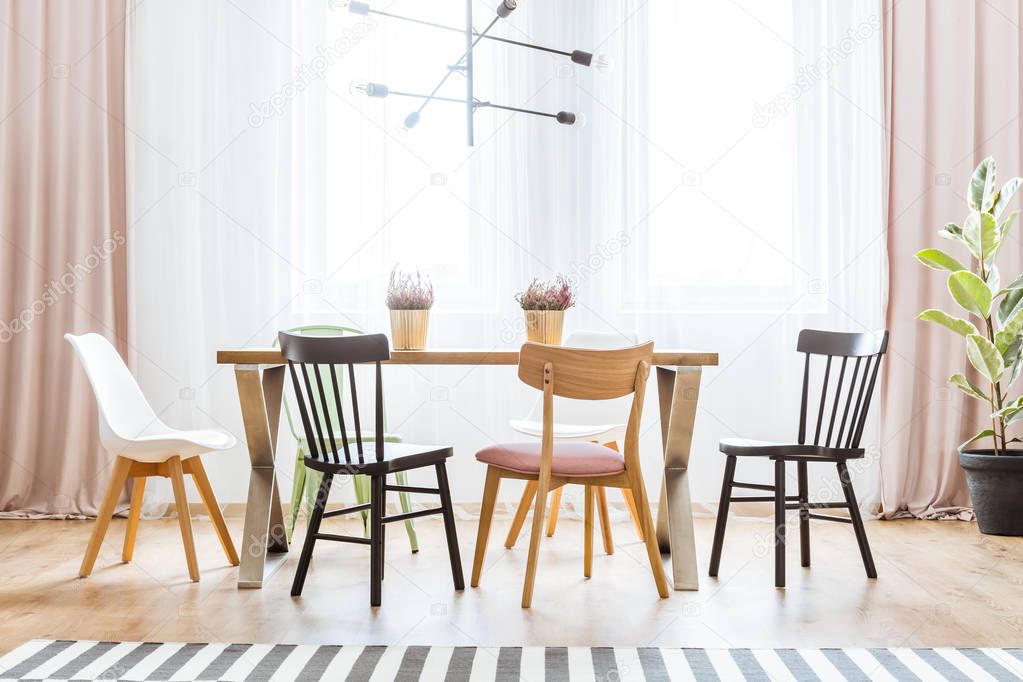 Bright pastel dining room