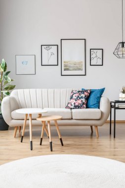 Posterler parlak oturma odasında